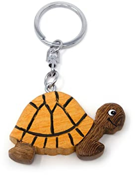 Cornelißen Turtle Schlüsselanhänger aus Holz, Braun, Tier, Kinder, Novelty, Metall-Holz-Kombination, 10 cm