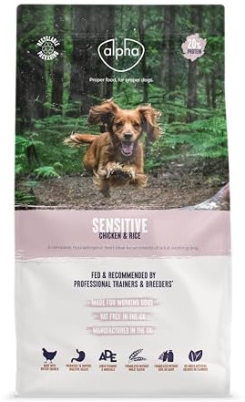 Alpha Sensitive Hypoallergenic Dry Dog Food | Complete Nutrition for Dietary Sensitivities | Chicken & Rice, 15kg