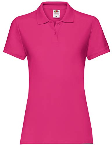 Fruit of the Loom Premium Fitted Polo Shirt with Short Sleeves, Fuchsia, 2XL
