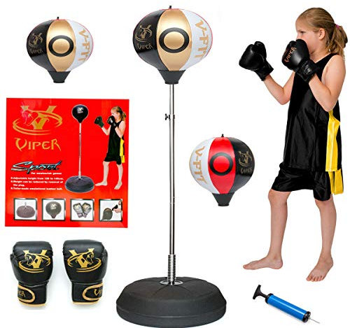 Viper Children Kids Punching Boxing Speed Ball fitness Standing Bag Tumbler Agility Stand Boy Sandbag Glove Set Sport Toy Boxing Punch Bag