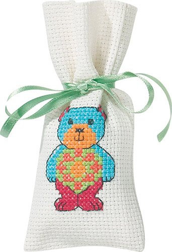 Permin Blue Teddy Potpourri Bags Cross Stitch Kit, One