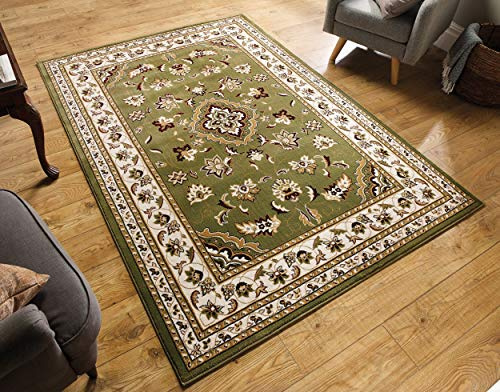 Extra Large Classic Oriental Persian Style Floral Traditional Rug/Mat, Green - 160 x 230cm