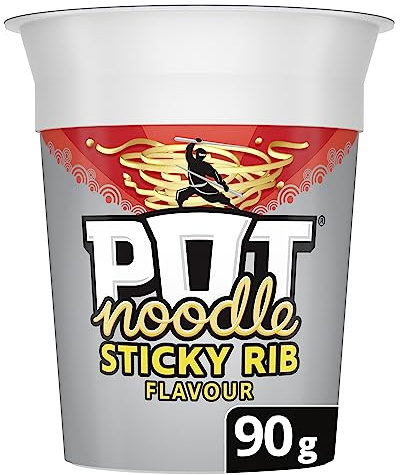 Pot Noodle Sticky Rib Standard Pot Noodle instant vegan* snack quick to make noodles 90 g