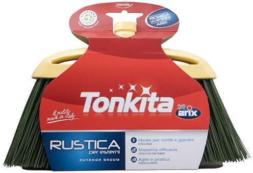 TONKITA | Rustica Scopa per Esterni, Scopa per Giardino e Cortile, Scopa con Setole Rigide, Materiale 100% Riciclato - Made In Italy