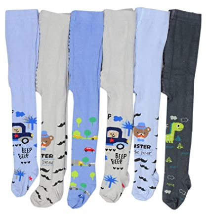 TupTam Calzamaglie Tinta Unita e Stampate Bambino, Set di 6, Mix di colori 2, 62-74