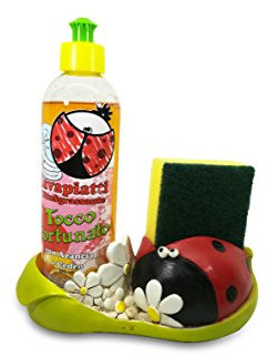 Paolo klare Marienkäfer Schwamm und Spülmittel Tür, marmoresina, Mehrfarbig, 18 x 7.50 x 21 cm, 3 Einheiten