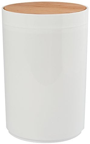 MSV Bad Serie Oslo Design Kosmetikeimer Bad Treteimer Abfalleimer Papierkorb Mülleimer 5 Liter (ØxH): weiß Bambus