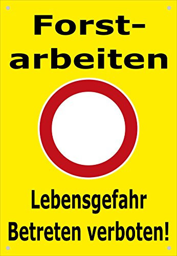 Absperr-Plane Absperr-Banner - Forst-Arbeiten Lebensgefahr Betreten verboten - 450x650mm mit Ösen – P00001-003-C - stabile PVC Werbe-Plane Werbe-Banner +++ in 4 Varianten erhältlich
