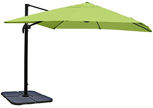 Mendler Gastronomie-Ampelschirm HWC-A96, 3x3m (Ø4,24m) Polyester Alu/Stahl 23kg mit Ständer - grün