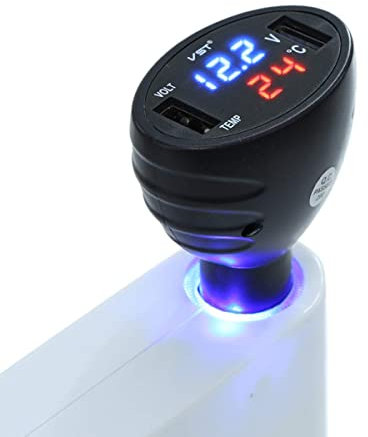 3 en 1 12 V Dual USB Chargeur De Téléphone De Voiture Thermomètre Voltmètre Affichage De Voiture Port USB Chargeur Voltmètre Affichage LED Noir
