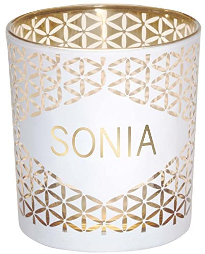 Photophore prénom en Verre Blanc et Or - Sonia - Draeger