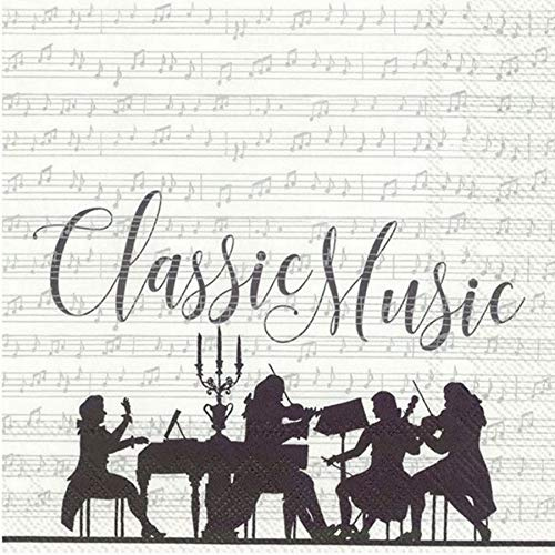 IHR Luncheon Papierservietten, 3-lagig, klassische Musik, Weiß, Silber, 20 Stück