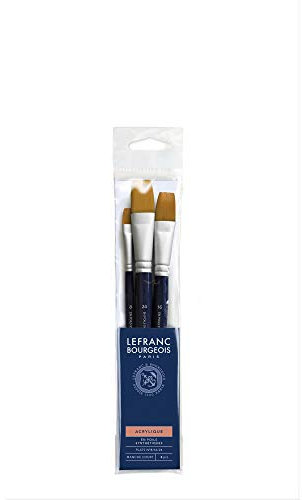 Lefranc Bourgeois Pittura, Sintetico, Pennello Piatto – n. 8/16/24, Manico Corto, 3 Flachpinsel (Nr. 8/16/24) - kurzer Stiel