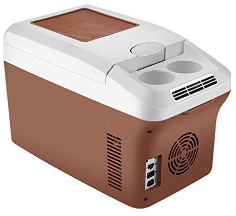 Mini Nevera, refrigerador del Coche, un refrigerador y un Calentador, 15L refrigerador portátil, Fuente de alimentación DC + AC/Enfriador electrónica de Silencio, marrón