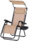 Outsunny Foldable Reclining Garden Chair with Headrest, Zero Gravity Deck Sun Lounger Seat Chair with Footrest, Armrest, Cup Holder & Canopy Shade, Beige