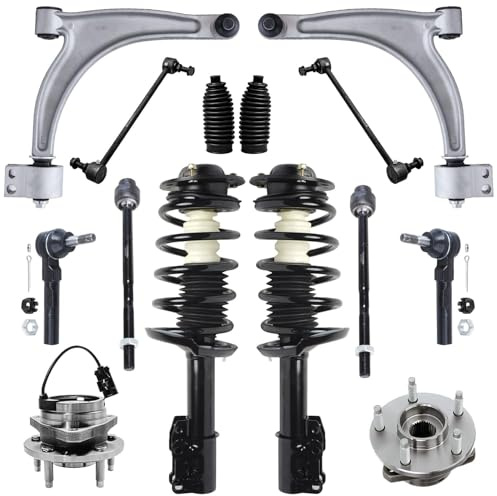 Detroit Axle - Front 14pc Suspension Kit for Chevy Malibu Pontiac G6 Saturn Aura, 2 Wheel Bearing Hubs 2 Struts w/Coil Spring 2 Lower Control Arms 2 Sway Bars 4 Tie Rods 2 Boots Replacement