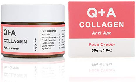 Q+A Kollagen Gesichtscreme. Eine für Vegetarier geeignete, aus Meeresalgen gewonnene Kollagen-Creme für alternde Haut. 50 g