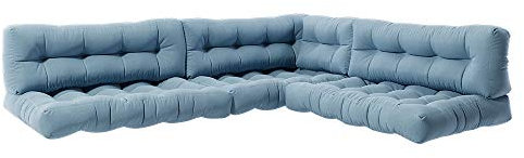 Vicco Palettenkissen Set Flocken, Outdoor Kissen, Eisblau, 7 Teile