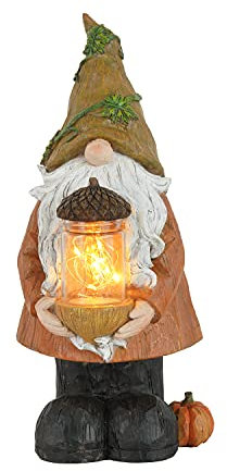 Topadorn Herbst-Gartenzwerg, Statue, Licht, Herbsternte, Zwerg Figur mit Tannenzapfen auf der Hand, für Herbsternte, Party, Dankeschön, Herbst-Dankeschön für Familie