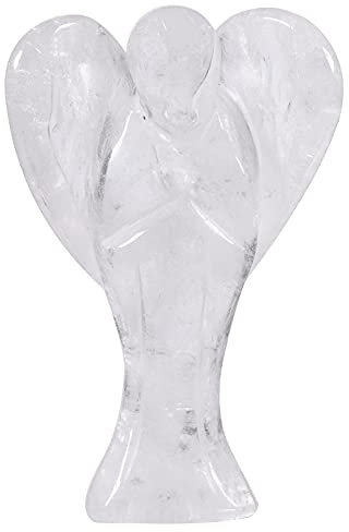 Nupuyai 7.3cm Bergkristall Edelstein Engel Figur Stein Schutzengel Figur Deko Jade Taschenengel Glücksbringer für Liebe