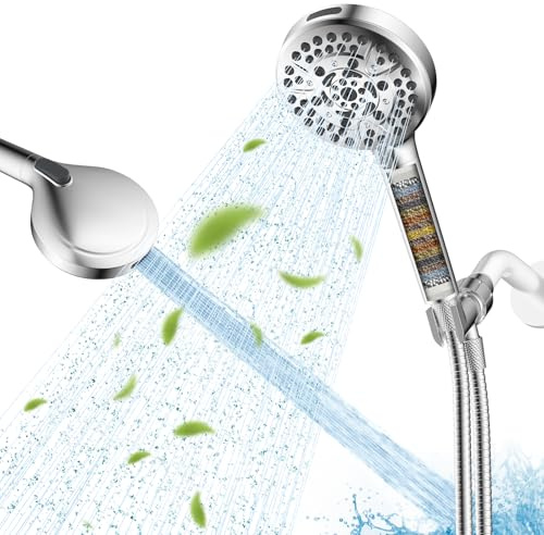 Hibbent High Pressure 10 Spray Filtered Handheld Shower Head, Chrome