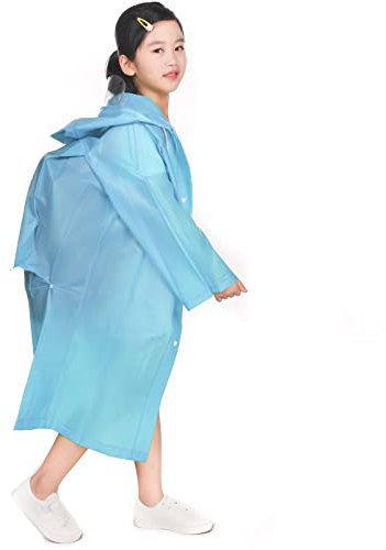 Kinder Wasserdicht Regenponcho, EVA Regenmäntel mit Kapuze für Mädchen Jungen, Kleinkind Regenanzug Regenjacke, Kinder Regencape Regenschutz für Outdoor Radfahren Wandern Camping (Blau)
