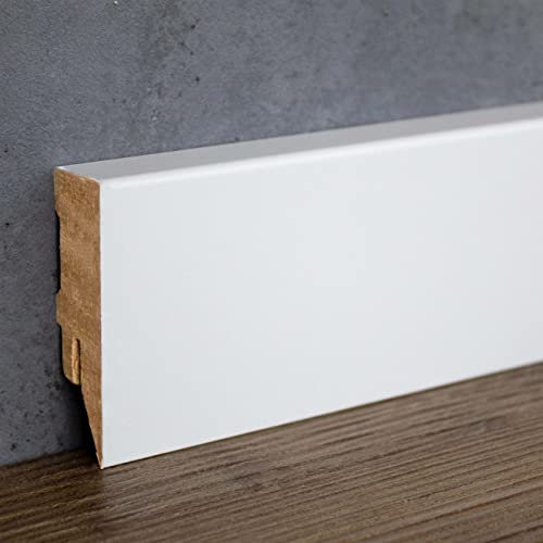 PROVISTON | Plinthe à clic | Profil carré | 16 x 58 x 2500 mm | Panneau MDF | Blanc | Plinthe avec fixation à clic | 2,5 m