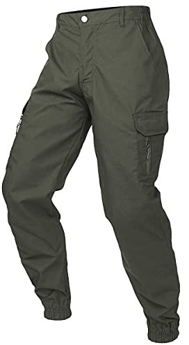 CARWORNIC Pantalones tácticos de camuflaje para hombre, impermeables, ligeros, Ripstop, para senderismo, pantalones cargo cónicos, Ejercito Verde, 32