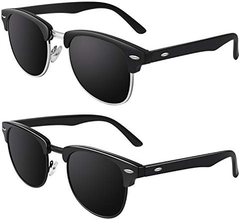 GQUEEN Horn Gestell Halbrahmen Retro Polarisiert Sonnenbrille Herren Damen