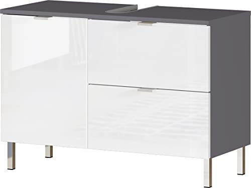 möbelando Waschbeckenunterschrank >M-415< (BxHxT: 80x56x34 cm) in anthrazit | Weiss