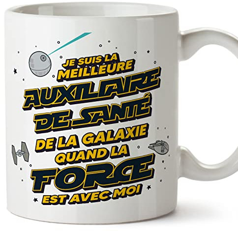 Mugffins Tasses pour AUXILIAIRE DE SANTÉ - En Français - Cadeau original pour AUXILIAIRE DE SANTÉ femme - Meilleur de Galaxie Quand Force Avec Moi - 11 oz / 330 ml