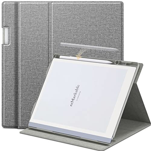 DONGZHU Case for Remarkable 2 Paper Tablet- Multi-Viewing Adjustable Folding Book Folio Cover - with Built-in Pen Holder - for 10.3 2020 Released (Gray)