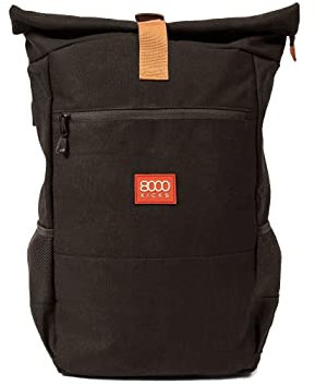 8000Kicks Everyday Hanf Rucksack – leichter und wasserdichter Rucksack mit Anti-Diebstahl-Tasche und geräumigem Innenraum (Schwarz)