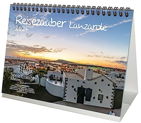 Reisezauber Lanzarote DIN A5 Tischkalender für 2024 Arrecife Spanien Urlaub Strand Meer Reise Kanaren - Seelenzauber