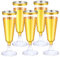 LATERN 50Pcs Gold Rimmed Champagne Flutes, 150ml Reusable Plastic Champagne Glasses Stemmed Party Wine Cups for Garden Wedding Anniversary Shower Parties (5.5 x 16.5cm)