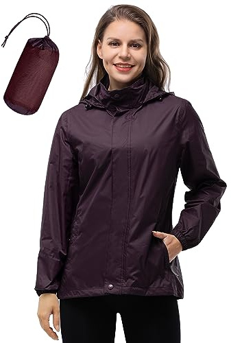 33,000ft Damen Wasserdichte Faltbar Regenjacke Atmungsaktive Windbreaker | Verstaubarer Kapuze, Dünne Regen Jacke, Leicht Übergangsjacke, Atmungsaktive Outdoorjacke, Windjacke für Radfahren, Wandern