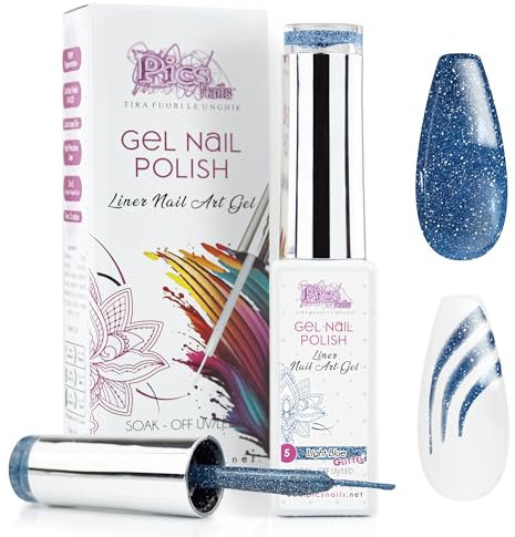 Vernis à ongles en gel semi-permanent Nail Art UV/LED 10 ml (5. Bleu Clair pailleté)