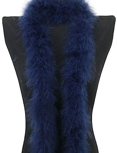 Yurosiay 2m Groß Bunt Federstreifen 10cm Breite Flauschige Federboa 30g Verdickt Federgirlande Deko Einfarbig Feder Streifen Nähen DIY Federboa Basteln Federn Borte für Kostüm Party Navy blau