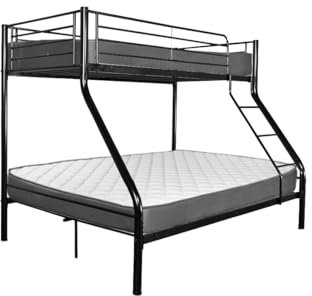 EASYMOBEL Litera Matrimonio AS121 - Estructura Metálica, 2 Colchones, 135x190 y 90x190 cm (Negro)
