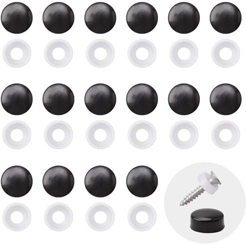INCREWAY Lot de 100 cache-vis en plastique, cache-vis en plastique, noir