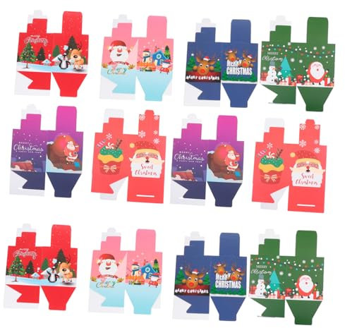 LALAFINA 12stücke Tragbare Weihnachtsgeschenkboxen Mit Niedlichen Cartoon-mustern Für Süßigkeiten Äpfel Und Kleine Für Festliche Verpackung An Weihnachten