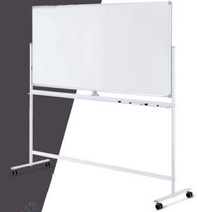 GIANTEX Tableau Blanc Mobile, Tableau Double Face 120 x 80 CM avec Marqueurs Noirs, Caoutchouc, Aimants, 4 Roulettes Verrouillables, Tableau Blanc Réversible Réglable en Hauteur,Blanc