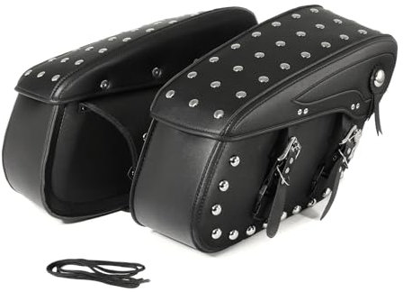 HABRAT Motorrad Satteltasche Motorrad Satteltaschen Nieten Stil Werkzeug Taschen PU Leder 50L Große Kapazität Wasserdicht Für Ducati Für Cruiser Motorrad Hecktasche
