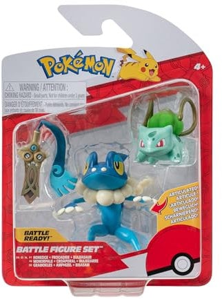 Pokémon PKW3599 - Battle Figure Set - Bisasam, Gramokles, Amphizel, offizielles Figuren Set