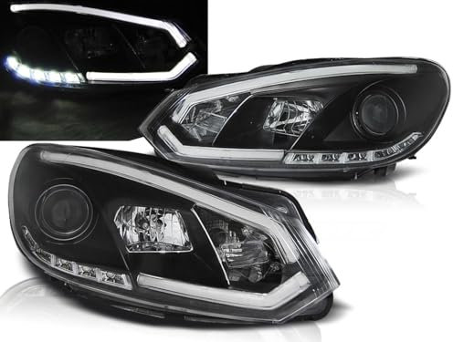 Tuning-Tec LED Light Tube Tagfahrlicht Scheinwerfer Set schwarz für VW Golf 6 VI 2008-2012
