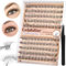Calphdiar Self Adhesive Lashes Reusable Self Adhesive Eyelashes Natural Look Self Adhesive Cluster Lashes Kit with Tweezers Press on Individual Eyelashes C Curl Lash Clusters No Glue Needed