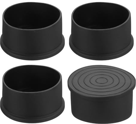 QUARKZMAN 4 Stück Stuhlbeinkappen, 60 mm (2-3/8 Zoll) PVC-Stuhlbeinspitzen, rutschfeste Bodenschoner für Stuhlbeine, runde Tischabdeckungen, Möbel-Endkappen, schwarz