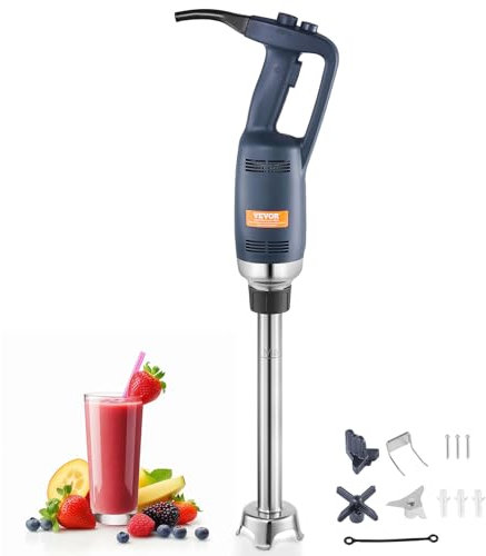 VEVOR Mixeur Plongeant Commercial 350 W, Mélangeur à Main Immersion Tige de406 mm, Mixeur Portable Vitesse Variable en Continu, avec Lame en Acier Inoxydable, pour Soupe Sauce Purée Aliments Crème