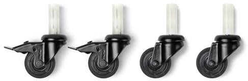 Rollen für Tischgestell E2, vier Gummirollen (ø 5 cm), mit je 40 kg belastbare Tischrollen für harte & weiche Böden, schwarz