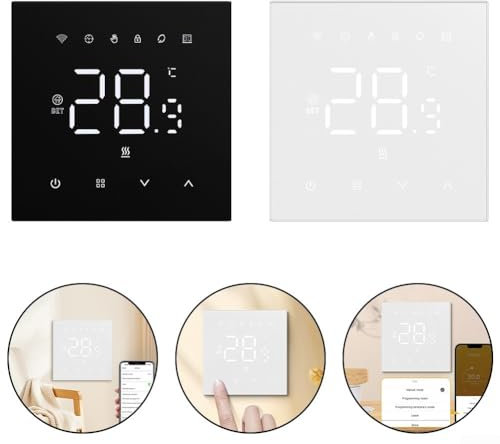 WiFi Thermostat für Wasserheizung & Elektroheizung Kindersicherung Fernbedienung Einstellbare Hintergrundbeleuchtung (W-Elektrische Heizung)